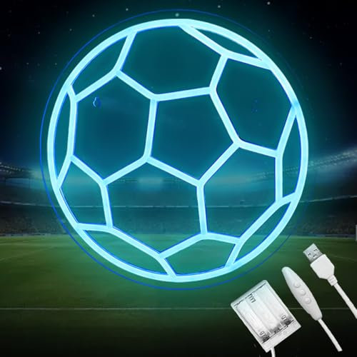 Football Neon Sign Battery Operated/USB Powered, Football Light with Adjustable Brightness, Football Room Decor for Boys, Football Gifts for Boys 8-12 (12.9 x 12.9 inches)