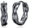 Doppelte Creolen 925er Sterling Silber Schwarz Kleine Spiralförmige Ohrringe Gothic Schmuck Geschenk für Damen Herren Männer