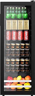 YIHANSS Mini Fridge Fresh Keeping Cabinet, Small Refrigerator, Single Door Home Living Room Transparent Glass Tea Refrigerator
