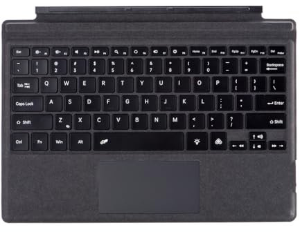 Surface Pro 7 Tastatur [QWERTY] für Microsoft Surface Pro 7 Plus/Pro 7/Pro 6/Pro 5/Pro 4/Pro 3, Bluetooth Tastatur- Backlit, Wiederaufladbare Type Cover mit Touchpad (Schwarz)