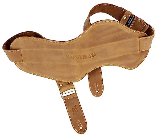 Nefelibata Gitarrengurt, 4,5 breite doppellagige Crazy Horse Leder und Wildleder Gitarrengurte mit Schulterpolster und Kabelaufbewahrungsschlaufe für Bass, elektrische und akustische Gitarre