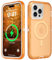 Follaroma for iPhone 14 Pro Case, Compatible with MagSafe, Dual Layer Transparent Magnetic Phone Cases, Heavy Duty Shockproof and Anti-Drop Protective Cover for iPhone 14 Pro, 6.1'', Orange
