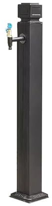 Colonne d'eau de jardin en acier inoxydable pour extérieur/support de tuyau avec robinet, colonne de robinet d'eau de cour antigel antirouille, colonnes de robinet d'eau à montage au sol (noir 4, 11