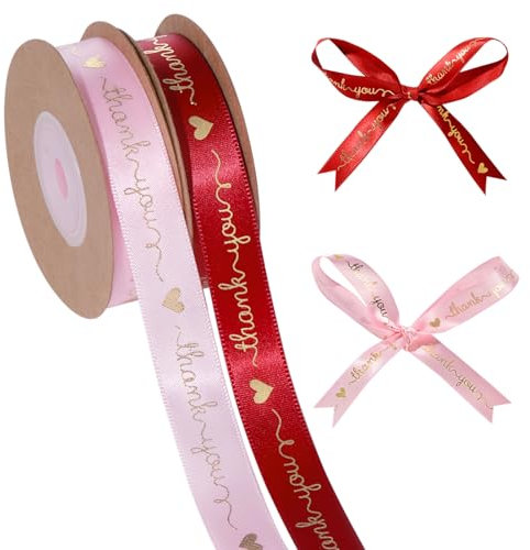 Rotes Dankesband zum Basteln und Verschenken, 20 Meter x 1,9 cm Satinband, vielseitig für Dekoration, Blumensträuße und mehr