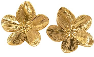 1 Paar Blumen Ohrringe Goldene Blumenohrringe Earrings for women Damen mit Blumen Sommer Schmuck Statement Ohrringe Modeschmuck Ohrstecker Goldschmuck Vintage Ohrschmuck mit Tropfen-Details (Gold)
