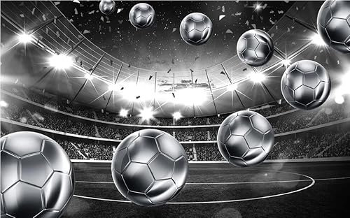 Wall Murals 3D Wallpaper Black and White Football Field Wallpaper 3D Wall Mural for Living Room and Bedroom 400x280cm -Z0977