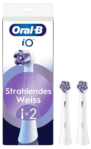 Oral-B iO Strahlendes Weiss – ORIGINAL Aufsteckbürsten für Elektrische Oral-B iO Zahnbürsten – Bürstenköpfe, Zahnbürstenaufsatz, Ersatzbürsten zur Zahnaufhellung – Weiß, 2 Stück