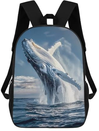 Humpback Sea Whale Ocean Animal 17 Inch Backpack Travel Laptop Backpack Adjustable Straps Carry on Backpack for Men Women