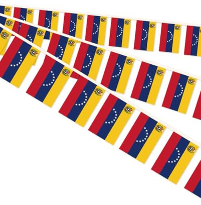 10 Meter Venezuela Miniatur String Pennant Flagge, 30 PCS venezolanische kleine Bunting Banner, 32 FT Dekorationen für Outdoor Indoor House Home Office Meeting Party(Venezuela)