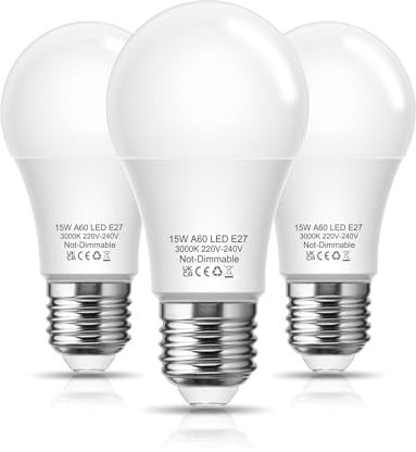 Flaspar E27 LED Bulb 150W Equivalent, 15W 1500LM E27 Edison Screw Bulb Warm White 3000K, ES Large Screw in Energy Saving Light Bulb, 3Pack