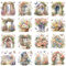 Garden-Themed UV Transfer Stickers for Furniture, 16 Sheets DIY Floral Bird Decals for Wood Glass Home Decor Craft Projects (6x6 Inch)