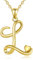CELESTIA Kette mit Buchstaben Gold Personalisiertes L Initiale Halsband 925 Sterlingsilber Vergoldet Damenkette mit 51cm Verstellbarer Kette | Geschenk für Geburtstag/Muttertag