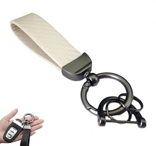 Auto Porte-clé pour Audi A4 S4 A4 allroad A5 S5 Q7 4G S6 RS6, Porte Clef Voiture, Porte-clés en Cuir pour Homme et Femme, Voiture Accessoires,C/Beige