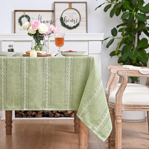 Artoid Mode Boho Salbei Grün Baumwollmischung Tischdecke Rechteckig 140x110 cm, Landhausstil Abwaschbar Tischwäsche Küche Urlaub Party Dekor