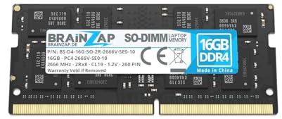 BRAINZAP Memoria RAM da 16 GB DDR4 SO-DIMM PC4-2666V-SE0-10 2Rx8 2666 MHz 1.2 V CL19 Notebook Laptop Unbuffered Non-ECC