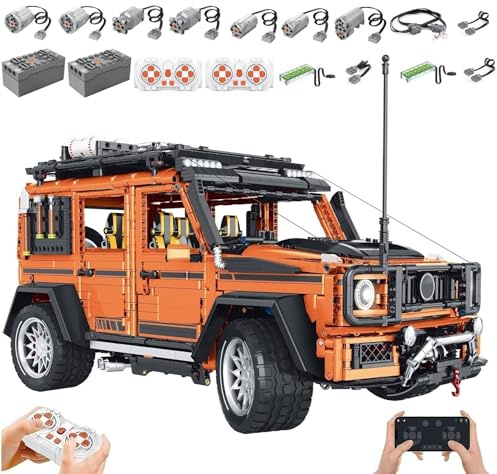 Technik Auto für AMG G63, Mit 7 Motoren Set und LED-Licht, 1:8 Groß G-Klasse Auto Modellbausatz, 3914 Teile Klemmbausteine Set, Automodell Sammlerstück für Autofans, Keine Originalverpackung