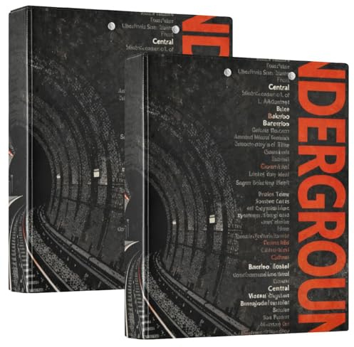 Drei Ringing-Notizbuch, 1,5 cm, London Underground mit Taschen, 1/2 Packung, Ordner für die Schule, 200 Blatt, 2 Stück