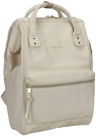 Kah&Kee Damen Rucksack PU-Leder Wasserdicht 15.6-16 Zoll Elegant Laptop-Tasche für Lehrerinnen & Büro-Arbeit, Vintage Daypack ideal als Handgepäck für Reisen(Elfenbeinweiß, groß)