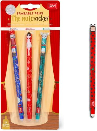 LEGAMI radierbare Gelschreiber | Limited Edition Weihnachtsset The Nutcracker + Marienkäfer | Gelstifte mit thermosensitiver löschbarer Tinte | Radierbare Stifte 0,7 mm