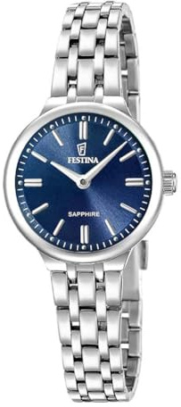 Festina Damenuhr Analog aus Edelstahl 316L | Quarzuhr, Widerstandsfähiges Saphirglas, Wasserdicht 5 ATM, F20744/5, Mademoiselle