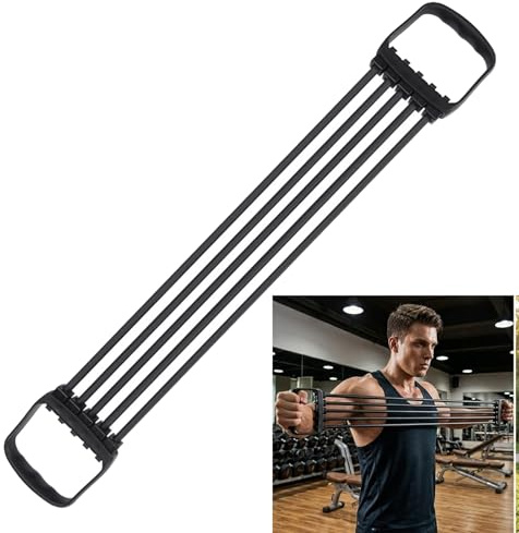 LgCiXli Verstellbarer Brust Expander Expander Fitness | Professionelles Widerstandstraining für Home-Gym & Kraftsport | Chest Expander mit 5 TPR-Zügen für gezielten Muskelaufbau | Schwarz