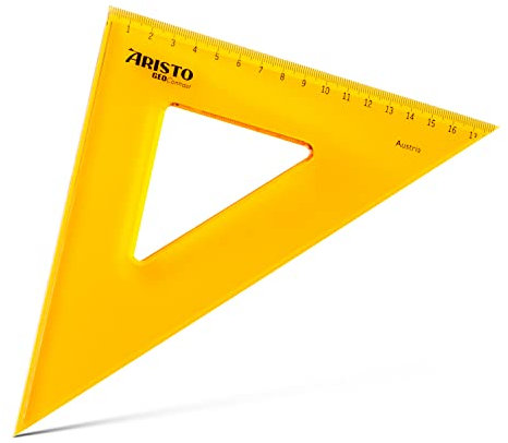 Aristo AR22425 Contrast Dreieck 45° (Hypotenuse 25 cm, Tuschekanten, Kunststoff) kontrastverstärkendes orange