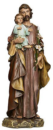 Roman St. Joseph Statue, 25,4 cm, Renaissance-Stil, Steinharz, Neutral, 10x10x3,25 cm, für den Innenbereich, Office, 1 Stück