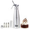 ICO 1L Sifon de Cocina en Acero Inoxidable Profesional. Dispensador Crema para Nata Montada, Espumas, Postres, Cremas, Salsas, Preparaciones Aireadas y Licores de Infusion, 1L