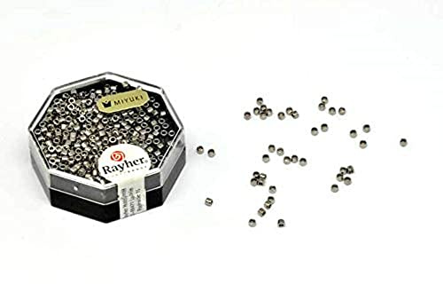 RAYHER 14750568 Delica-Rocailles, 2,2 mm Durchmesser, metallic, stahlgrau