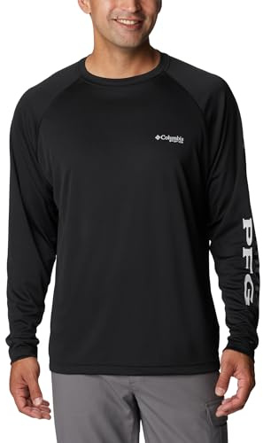 Columbia Men's Terminal Tackle Long Sleeve Shirt, Black/Cool Grey Logo, XL Tall