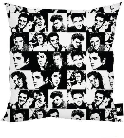 L&S PRINTS FOAM DESIGNS Elvis Presley Schwarz und Weiß Pop Art Design Kissen 45,7 x 45,7 cm hergestellt in Yorkshire