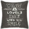Kissen Britt Cozz mit Schriftzug 'What a lovely day when you smile', von 2LIF, 50 x 50 cm, Material Kissenhülle: 100% Bauwolle, Material Innenkissen:100% Polyester, waschbar bis 30°C, Farbe:grau