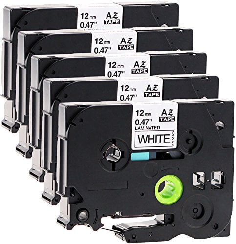 5x Schriftbandkassette für Brother TZe-231 12mm schwarz auf weiß 12mm breit x 8m lang laminiert kompatibel zu TZE-231
