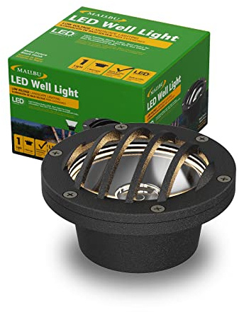 Malibu Low Voltage Well Lights 4W LED Outdoor Landscape Deck Lights 12V Well Light 200Lumen in-Ground Light 2800K Warm White with Connector & Stake for Step Tree Patio Yard Garden 1Pack 8401-3500-01