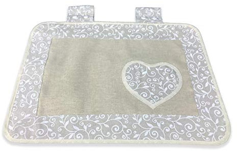 Tex family Copriforno Universale 35x50 cm, Copertura Decorativa Forno in Tessuto Made in Italy, Lavabile, Bordo in Cotone ★ Alta qualità e Resistenza, Design Arabesco Bianco