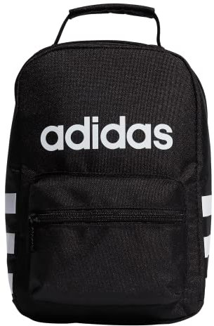 adidas 976475 Santiago Lunch Bag Cooler for Women and Men, Insulated Food Container Box with Mesh Pocket, Polyester, Black/White/1.0