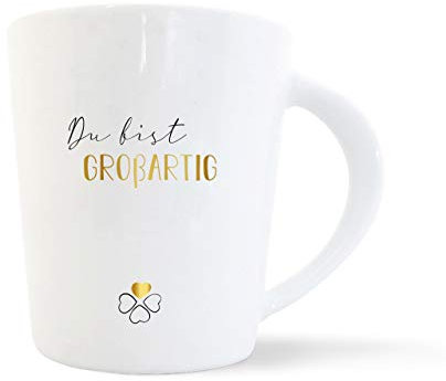 mintkind® Kaffeebecher Du Bist Großartig | Porzellan Kaffee Becher Tasse Weiß | Geschenk | Geburtstag, Weihnachten, zum Abschied & als Dankeschön | Geschenkidee Teetasse Porzellantasse