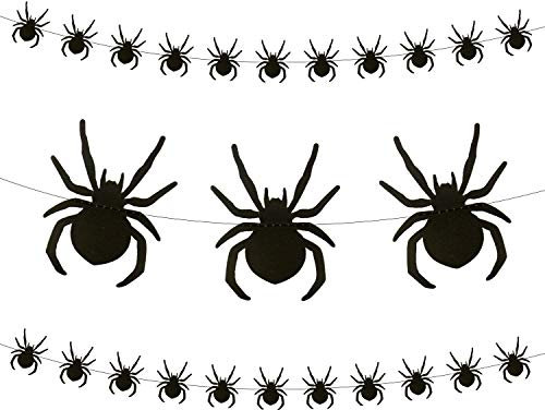 Oblique Unique® Spinnen Girlande mit ca. 28 Spinnen 3m Schwarz Deko für Halloween Party Fasching Karneval Dekoration zum Gruseln und Erschrecken