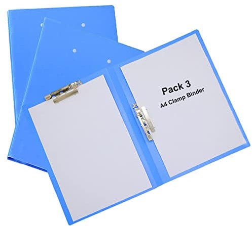 Uhat Pack 3 Clamp Binder A4 File Folder Double Strong Clip for Office Documents Organiser
