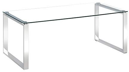 Charles Jacobs Clear Glass Coffee Table with Mirrored Finish Chrome Legs for Living Room Lounge