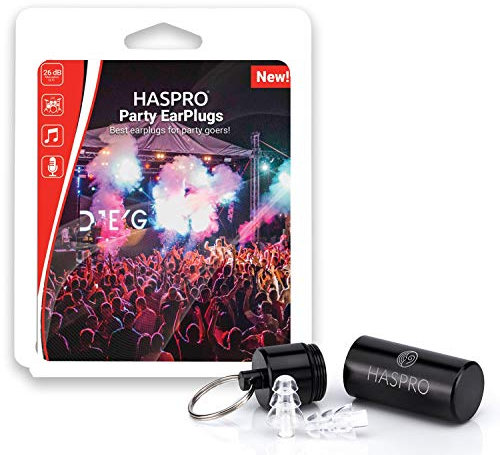 HASPRO Party-Ohrstöpsel, beste wiederverwendbare Silikon-Ohrstöpsel für Konzerte, Musik, Geräuschreduzierung, unsichtbare halbtransparente Ohrstöpsel, Schlaf, Reisen, Geräuschunterdrückung, SNR 26dB