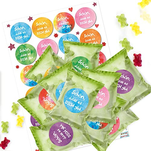 Gummibärchen Mini-Tütchen, 24 Stück: Kleine Tüten Fruchtgummi, Gastgeschenke Bunt, Hochzeit, Geburtstag & Valentinstag, Geschenk Erwachsene & Kinder, Give-Away Gäste, Süßigkeiten Klein, 7 x 9 cm
