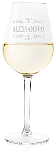 bubbleshirt Calice Vino Personalizzato con Nome Incisione Personalizzabile con Nome, Grafica E Caratteri Diversi - Bicchiere in Vetro Chiaro, 500ml