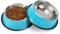 WERFORU 2 Pieces Dog Bowls Stainless Steel Dog Cat Pet Bowls for Feeding Water and Food Blue Large Size