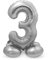 Folat 64713 - Folienballon Zahl 3 - Silber mit Basis ca. 81 cm, 8714572647137