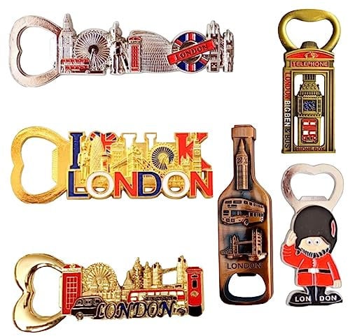 UJ London Gift & Collectable British Souvenirs Metal Fridge Magnets - London Icons Bottle Opener Magnets