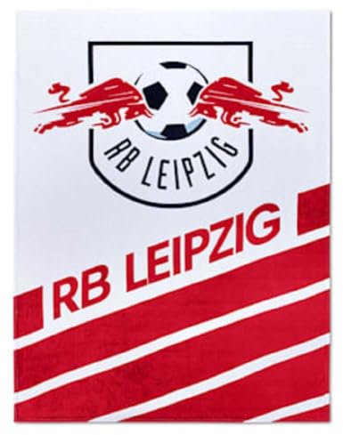 RB Leipzig Fleecedecke - Stripe - rot-weiß Kuscheldecke Decke RBL - Plus Lesezeichen Wir lieben Fußball