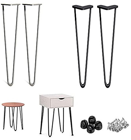 LiYi Haarnadel Tischbein, 4er Set, 2 Streben, Metall, Haarnadel Tischbein für Hocker, Tisch & Schrank, 40cm hoch, Schwarz