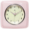 Infinity Instruments Quadratische, stille Retro-Wanduhr, 22,9 cm, Mitte des Jahrhunderts, Moderne Küche, Esszimmer, Retro-Wanduhr, Quarz-Uhrwerk (Rosa)