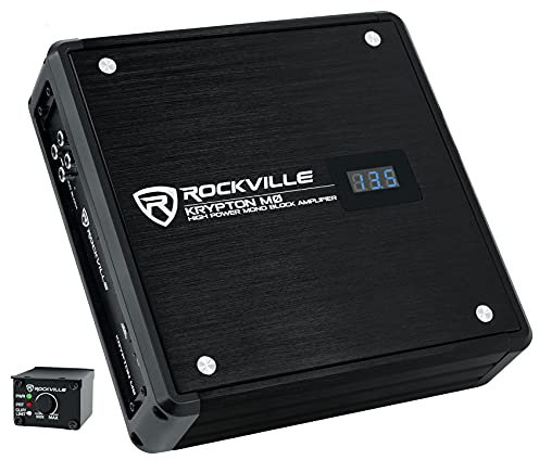Rockville KRYPTON-M0 Mono Car Amplifier, 1 Ohm, 1400W, Class-D, EQ, Low Pass Filter, Dyno-Certified, Bass Remote, Perfect for Subwoofers and Car Audio